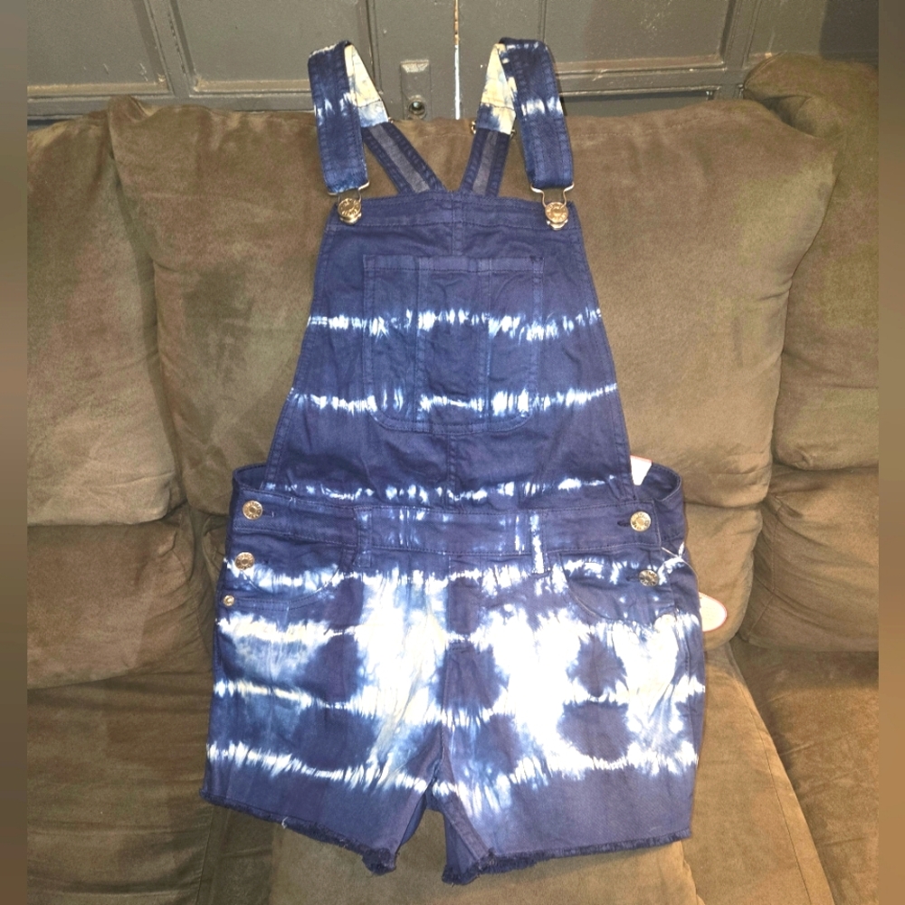 Justice. Girls Shortalls tie dye overalls.